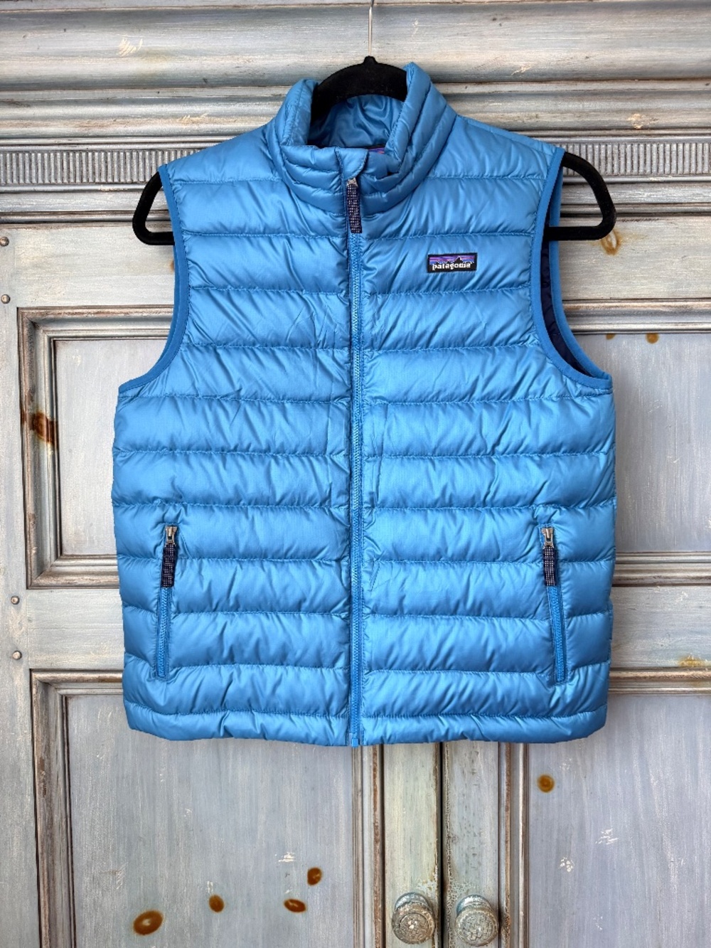 Patagonia Kids Uplift Blue Down Sweater Vest size XL 14